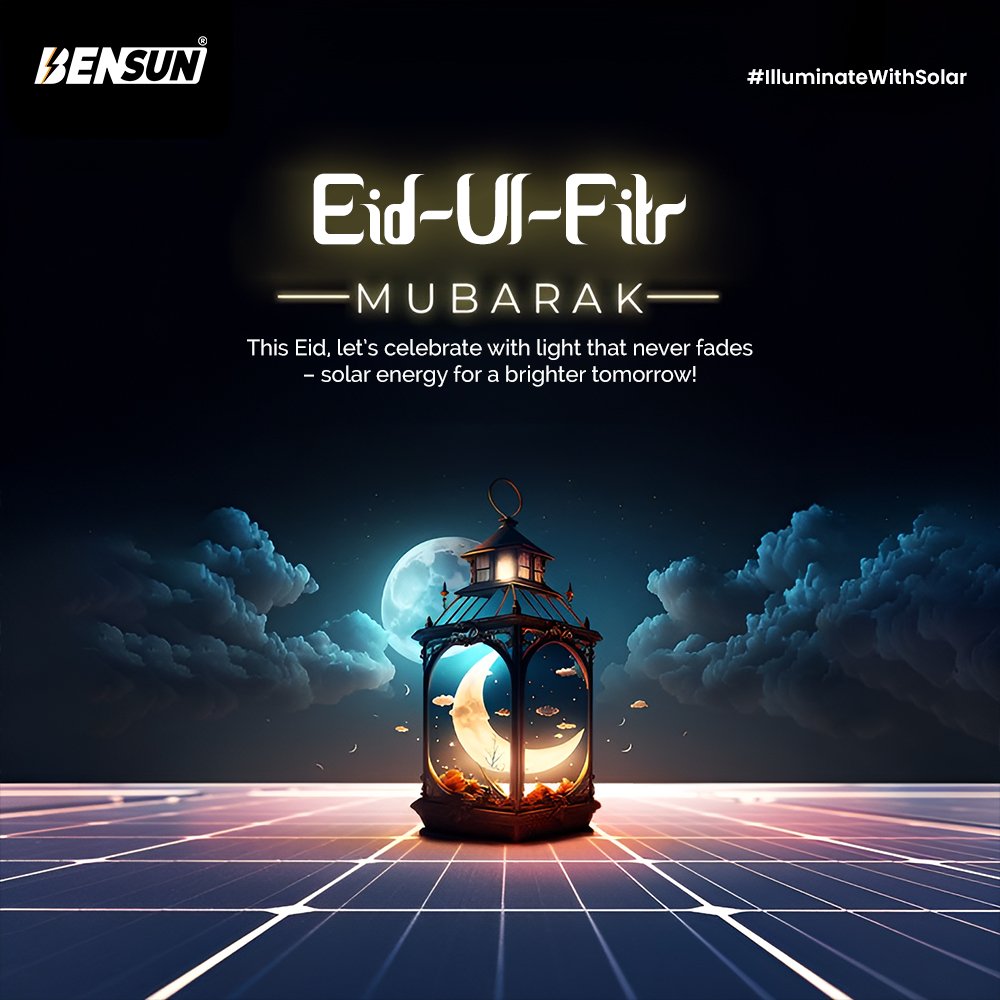 BengalSunSolar's tweet photo. As the crescent moon shines, may it bring peace, prosperity, and endless blessings to your life. 
Wishing you a joyous and illuminated Eid!
#eidulfitr #eidmubarak #Eid2025 https://t.co/u11AhnawJh