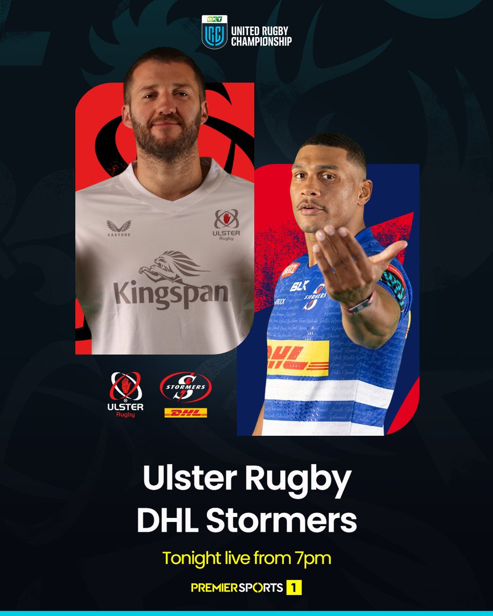 Big game in the #RaceToTheEight 😲

Watch our live coverage of Ulster vs the DHL Stormers on Premier Sports 1 from 7pm 📺