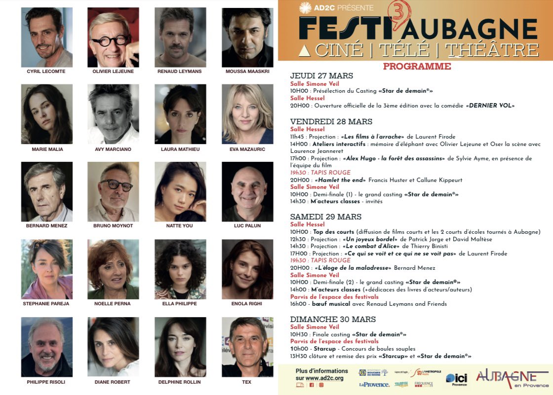 ClementBrun_'s tweet photo. invité au Festi’aubagne  avec Francis Huster en parrain 

Hâte d’être ce soir pour retrouver les copains et le public ! 

🙏 @aubagne @ad2c

#aubagne #festivaldetele #festiaubagne
#TV #tv #frenchactor #acteur #comedien #série #séries #frenchtv #redcarpet #movies #movie #video https://t.co/rLOCoEUBie