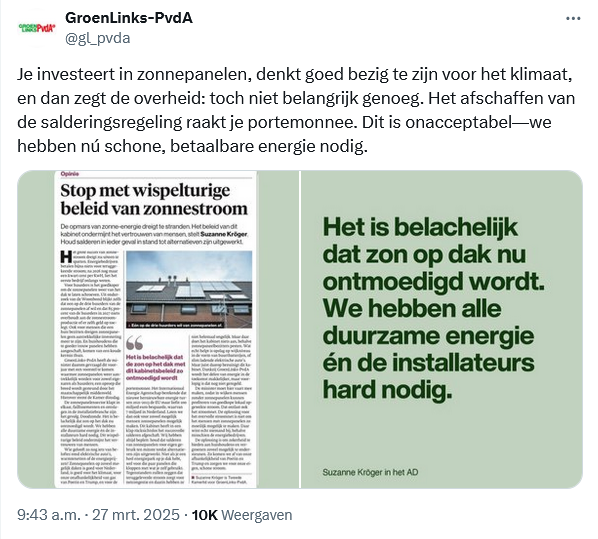 mrsMargreth's tweet photo. Tweeluik #saldering #zonnepanelen #groenlinkspvda https://t.co/WspNK87cAE