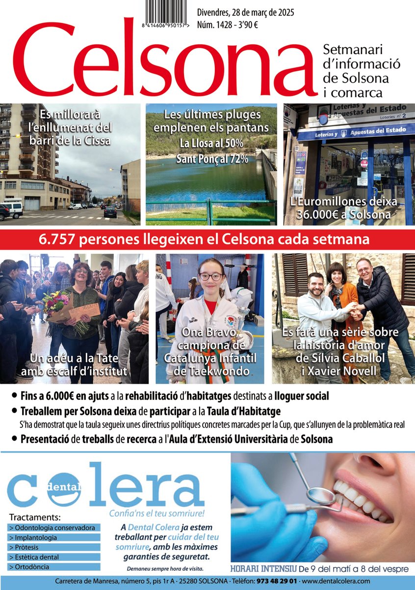 Celsona's tweet photo. 6.757 persones ens llegiu cada setmana. Moltes gràcies per fer-ho!. Treballem per que us agradi. #Celsona #Solsona #premsacomarcal https://t.co/6zkgW5q2Gt