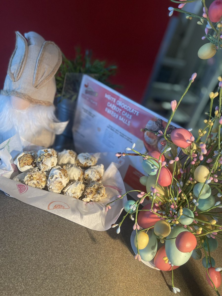 Boost it Easter treats in the cafe mini carrot energy balls, a nice side to a hot chocolate or coffee ☕️ 
<a href="/melrahaman/">Melissa Rahaman</a> <a href="/MaryMar89923871/">Mary Martin</a> <a href="/Milen42931651/">Milen</a> @johnlyonschool