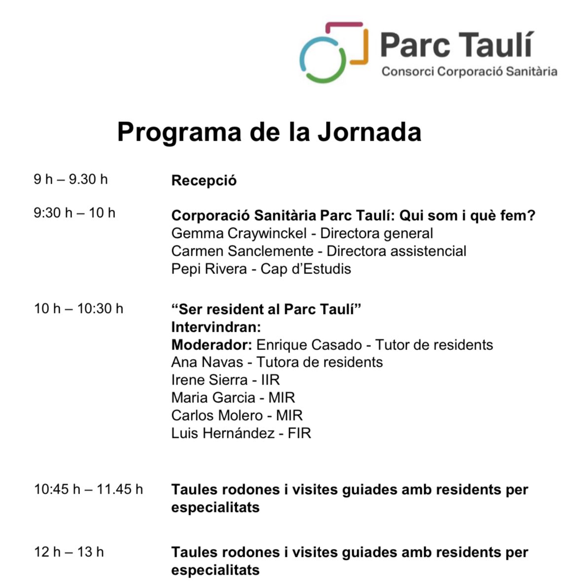 Avui celebrem portes obertes presencials a l'hospital. Us hi esperem!