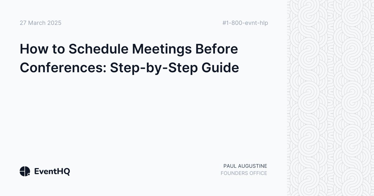 Don’t wait for the conference to start networking.
 Learn how to schedule meetings before a conference using tools like <a href="/tryeventhq/">EventHQ</a> to find attendees, personalize outreach, and lock in time.

 Start strong: eventhq.com/blog/how-to-sc…

#B2BSales #EventNetworking #EventProfs