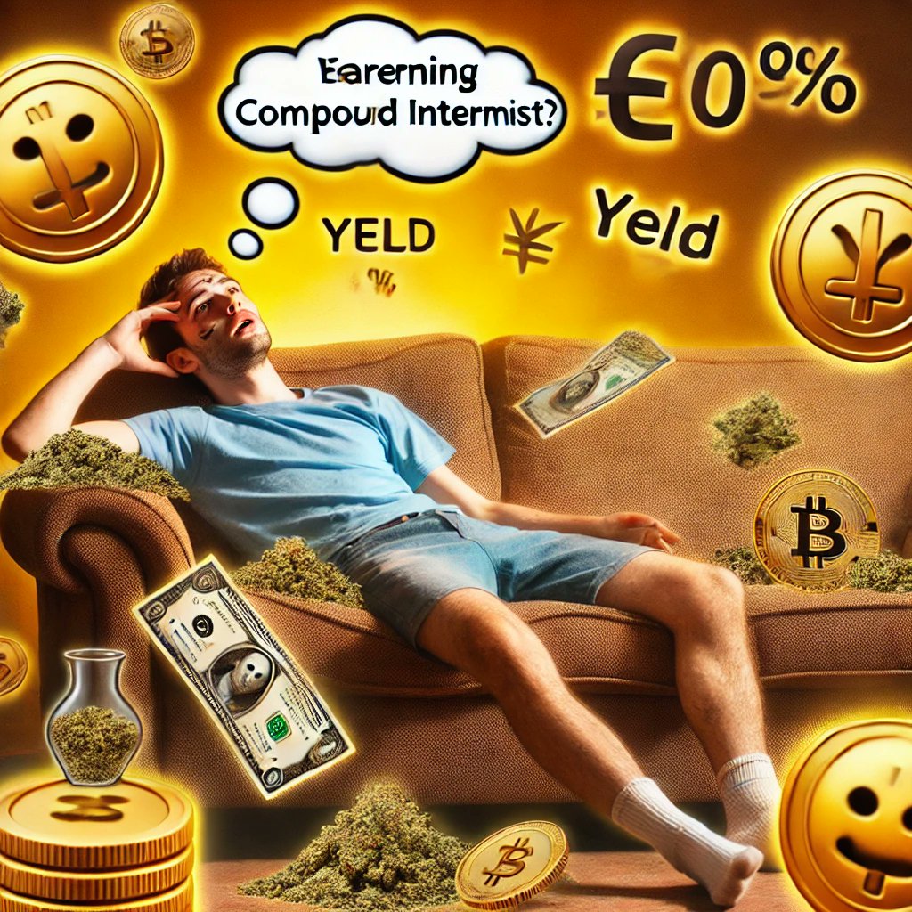 PotSeedweb3's tweet image. If I stake my weed, do I get compound interest or just couch lock? 🛋️