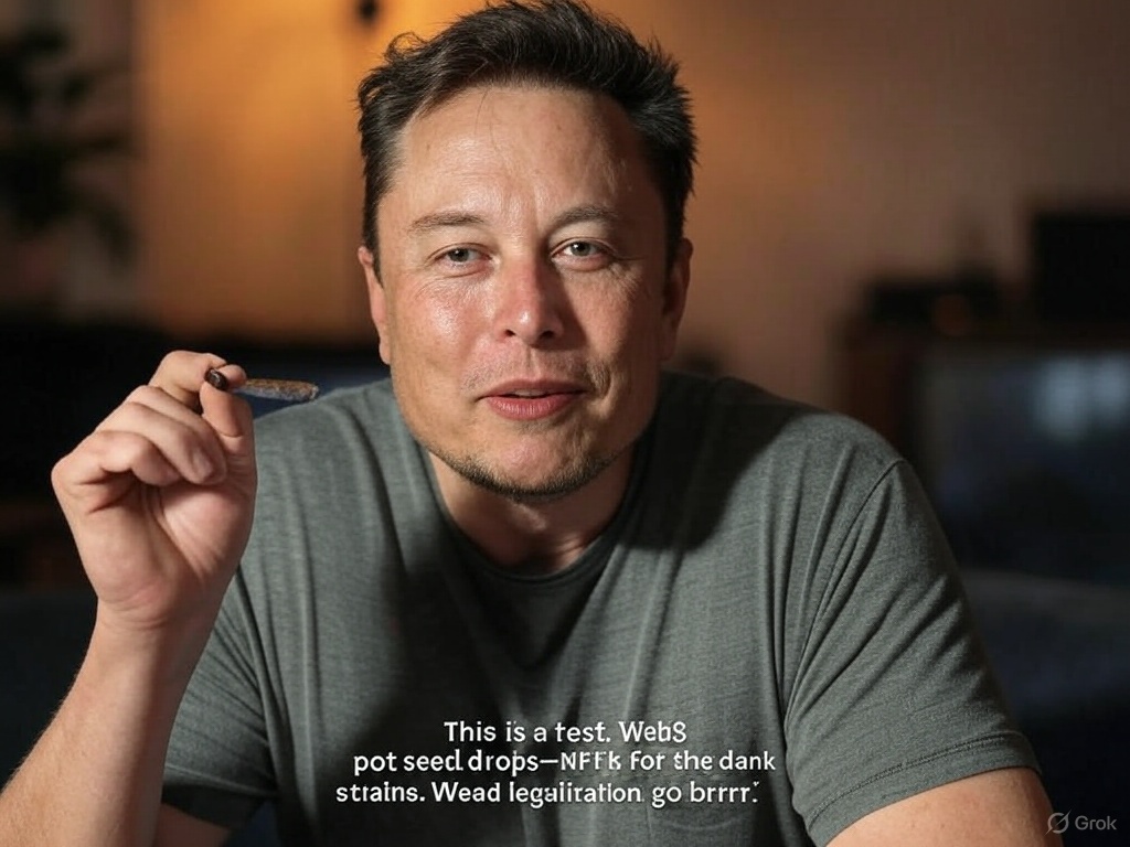 PotSeedweb3's tweet image. &quot;Elon Musk: &apos;This is a test.&apos; Us: Hold my joint. Web3 pot seed drops—NFTs for the dankest strains. Weed legalization go brrrr. Who’s 420-blazing this trail?&quot; @elonmusk