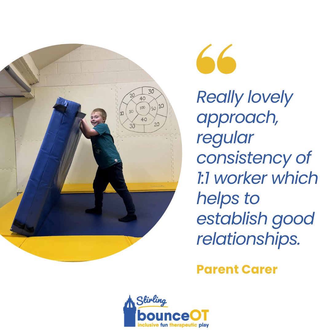 bounceOT - rebound therapy & OT (@bounceot) on Twitter photo We love to hear your feedback! Hereās a nice message from one of our families <a href="/bounceotstirlin/">Bounce OT Stirling</a> -
"Really lovely approach, regular consistency of 1:1 worker which helps to establish good relationships."
#reboundtherapy We love to hear your feedback! Hereās a nice message from one of our families <a href="/bounceotstirlin/">Bounce OT Stirling</a> -
"Really lovely approach, regular consistency of 1:1 worker which helps to establish good relationships."
#reboundtherapy