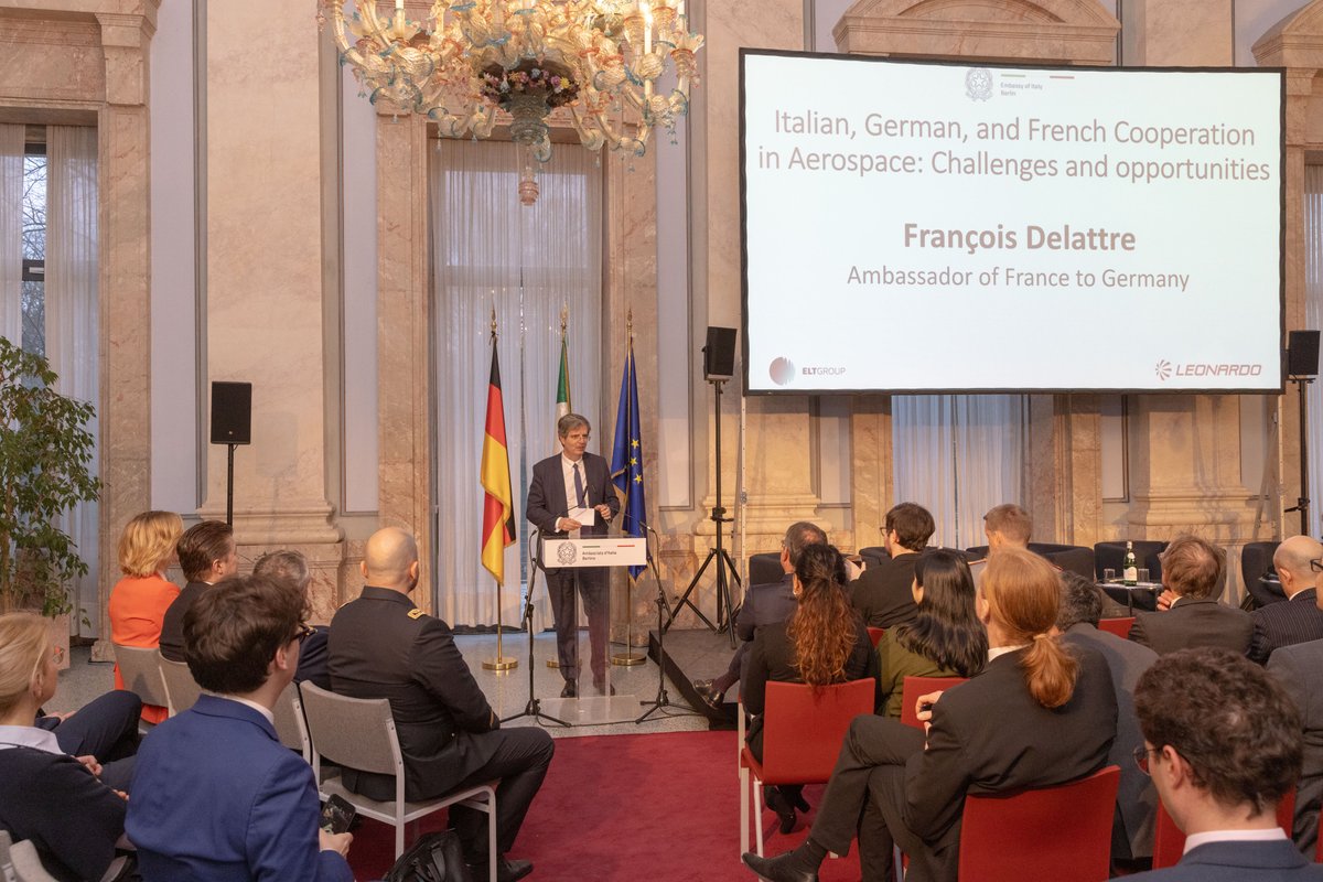 François Delattre (@amb_delattre) on Twitter photo 🇩🇪, 🇮🇹and 🇫🇷 are home to outstanding Aerospace and Defence companies. Ariane 6 embodies this "savoir-faire" and the best of our three countries. Thanks to ambassador @BucciFaband his team <a href="/ItalyinGermany/">Italy in Germany</a> for co-organizing this "Aerospace Trilateral event". 🇩🇪, 🇮🇹and 🇫🇷 are home to outstanding Aerospace and Defence companies. Ariane 6 embodies this "savoir-faire" and the best of our three countries. Thanks to ambassador @BucciFaband his team <a href="/ItalyinGermany/">Italy in Germany</a> for co-organizing this "Aerospace Trilateral event".