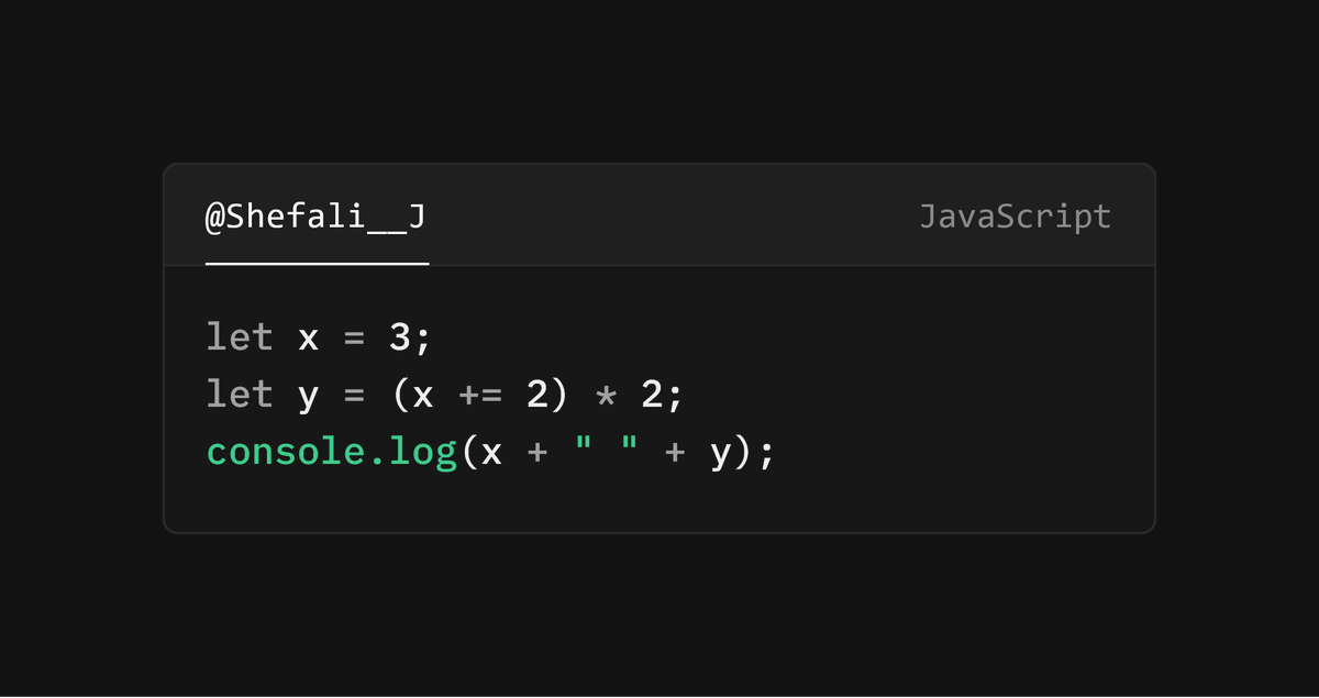 Shefali__J's tweet image. What will be the output of the following JavaScript code?