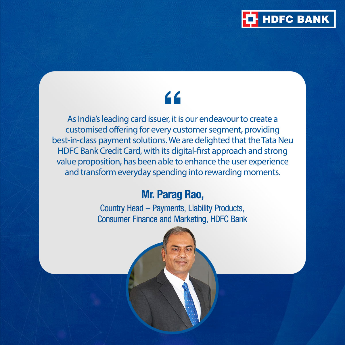 Tata Neu HDFC Bank Credit Card has surpassed 2 million cards issued, solidifying its position as one of India's preferred rewards credit cards. 
This achievement underscores the card's remarkable success in delivering value and a seamless rewards ecosystem to customers across the