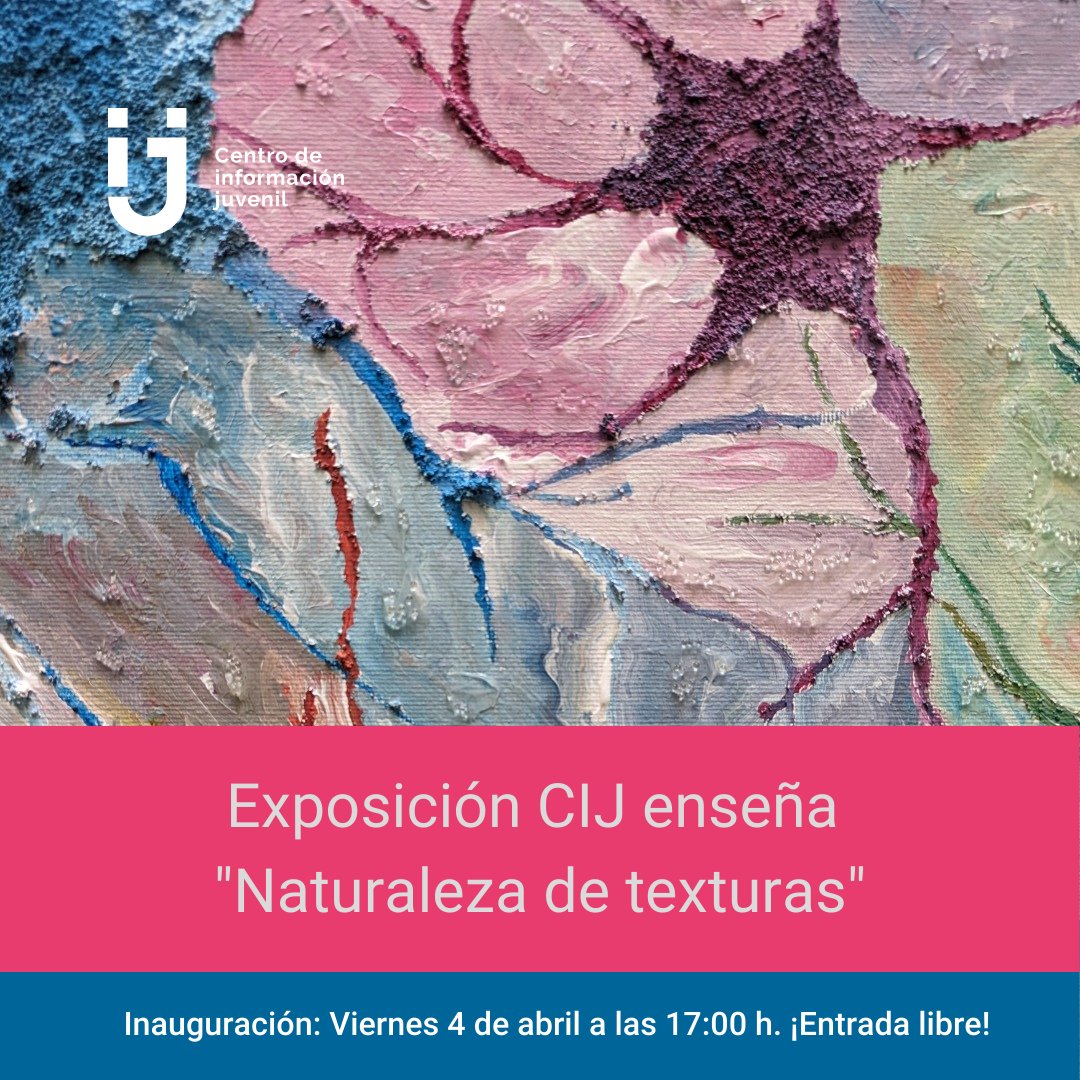 "Naturaleza de texturas", exposición en CIJ Enseña.

🗓️ Inauguración: 4 de abril a las 17:00 h
📍 Entrada libre durante todo abril.
📲 Conoce más: @colors_by_vero  o tenerifevero.wixsite.com/colors-by-vero

¡No te la pierdas!
#Arte #CIJEnseña #Cultura #Cabildojoven