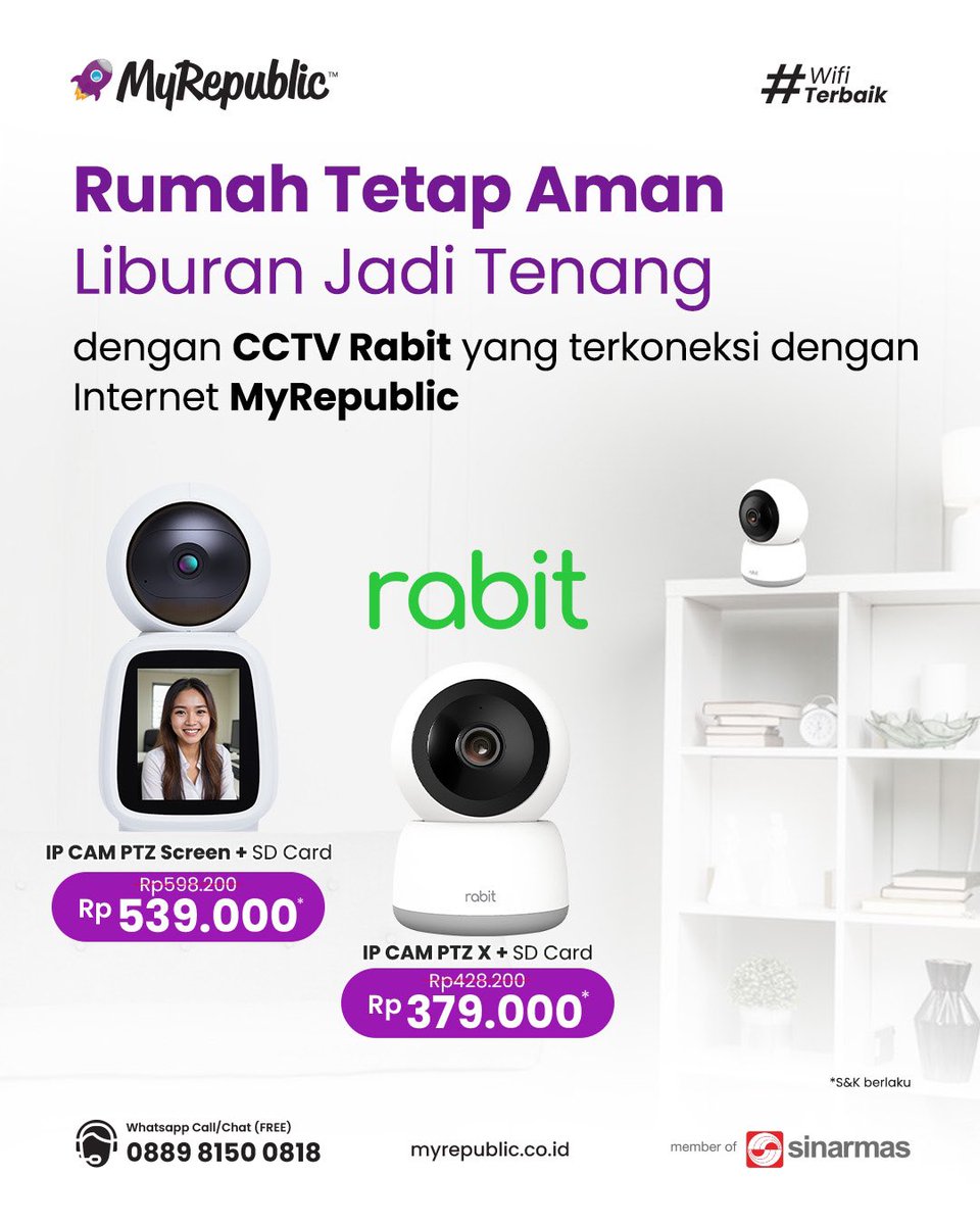 Liburan ke luar negeri atau sekadar mudik ke kampung halaman? Tenang aja, rumah tetap aman dan internet tetap lancar bareng MyRepublic, Rabit, dan JavaMifi!

Info lengkap kunjungi link "MyRepublic x Rabit x Java Mifi" di bio atau hubungi WhatsApp Maira 08898 1500 818.