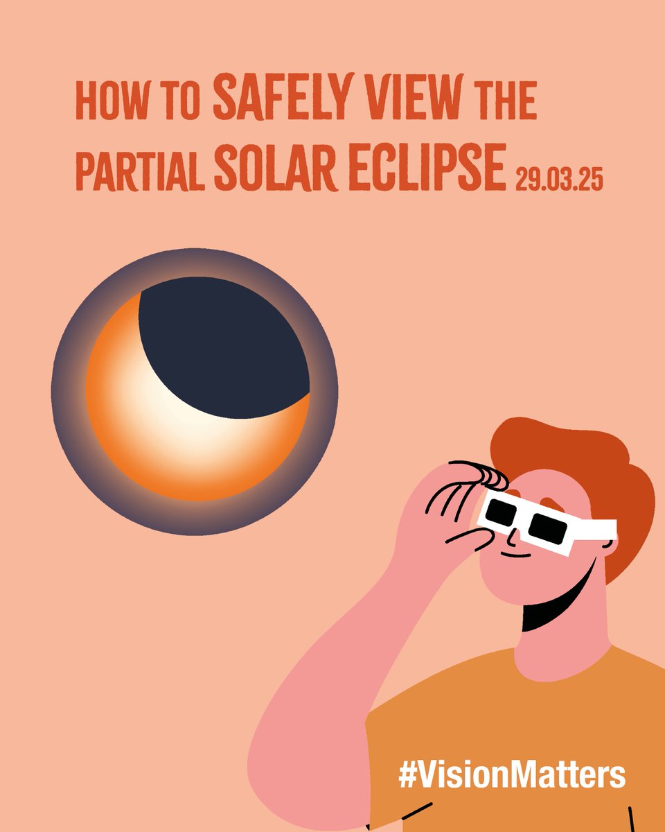 Read our new blog for advice on how to view Saturday's #SolarEclipse  safely. visionmatters.org.uk/news/news/post….
#NeverLookDirectlyAtTheSun
#EyeSafety