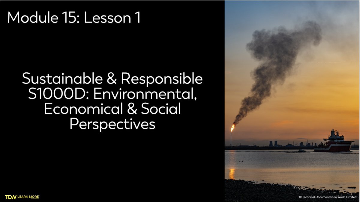 TechDataWorld's tweet image. Our lesson in Module 15 of our #S1000D for Project & Contract Managers course!
We look at Environmental, Economic, and Social Perspectives—why these factors matter in your S1000D strategy and how they influence smarter decision-making.