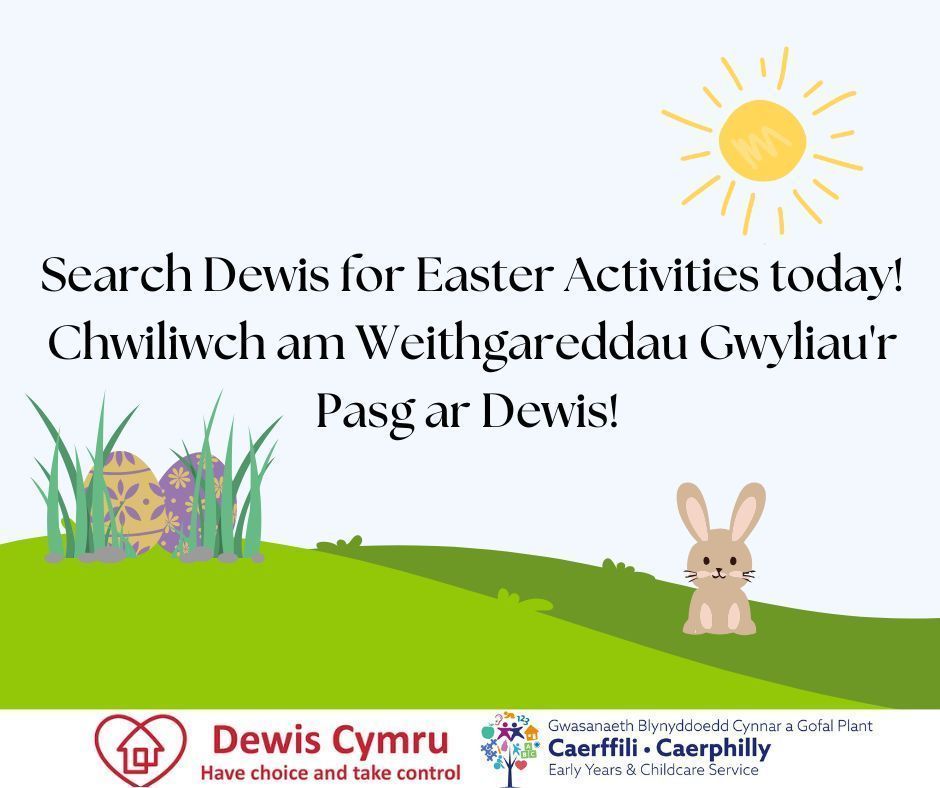 DewisCaerphilly (@caerphillydewis) on Twitter photo Mae gwyliau'r Pasg ar y gorwel! Ydych chi'n chwilio am weithgareddau difyr i ddiddanu'ch teulu chi? Edrychwch ar ein rhestr o weithgareddau llawn hwyl ar gyfer plant a theuluoedd
buff.ly/kHlwP8U Mae gwyliau'r Pasg ar y gorwel! Ydych chi'n chwilio am weithgareddau difyr i ddiddanu'ch teulu chi? Edrychwch ar ein rhestr o weithgareddau llawn hwyl ar gyfer plant a theuluoedd
buff.ly/kHlwP8U