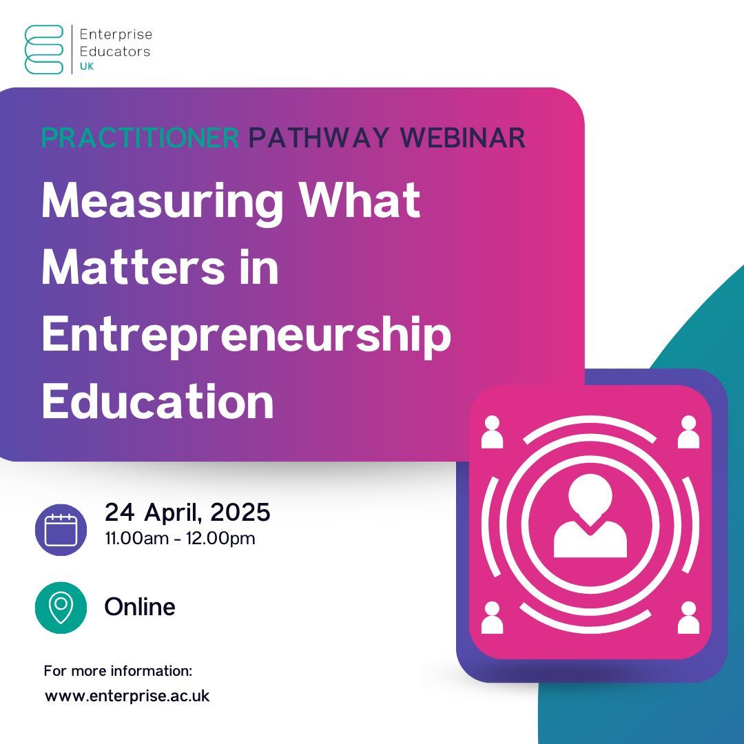 EEUK Practitioner Perspective - 24 April 11:00-12:00 'Measuring What Matters in #Entrepreneurship Education' To book - buff.ly/kVEYeTJ