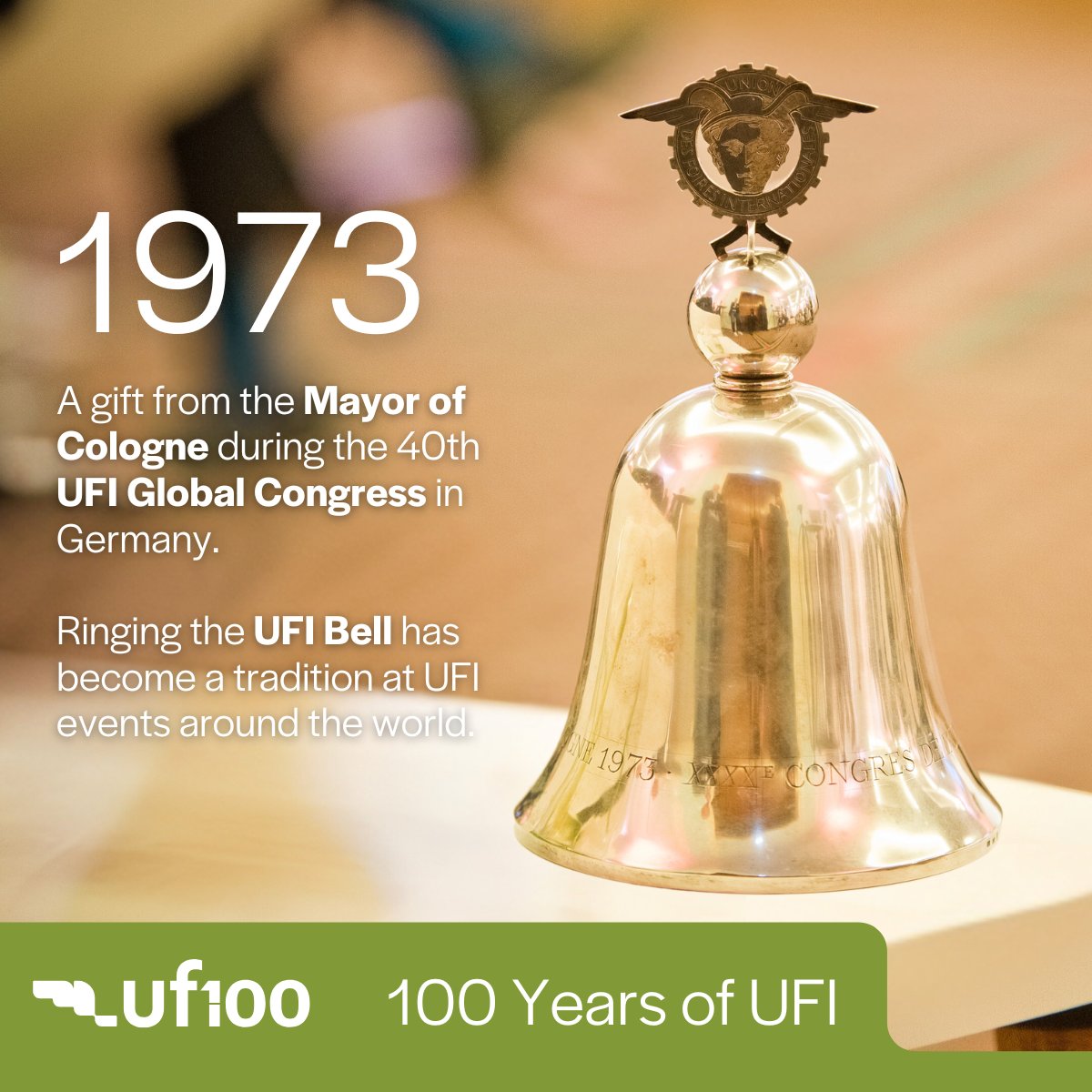 🌟 100 YEARS OF UFI: A tradition that rings through time! 🔔

🎵 For over 50 years, the UFI Bell has echoed across our events worldwide—gifted by the Mayor of Cologne in 1973, this tradition continues to bring our global community together.

#ufi #ufi100 #legacy #eventprofs