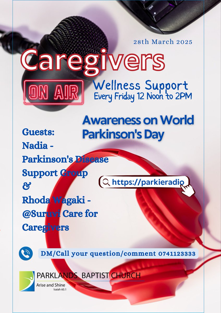 Click to join in the convo parkieradio.parklandsbaptist.org

#happeningnow 
#parkinsonsawarenessmonth 
#Caregiving 
#FridayVibes 
<a href="/parkie_radio/">Parkie Radio</a> <a href="/CarersWorldwide/">Carers Worldwide</a> <a href="/FarajaTrust/">FarajaCancerSupport</a> <a href="/FPEKenya/">Foundation For People with Epilepsy</a> <a href="/NCDAllianceKe/">NCD Alliance Kenya</a> <a href="/RareDiseaseKE/">Rare Disorders Kenya</a>