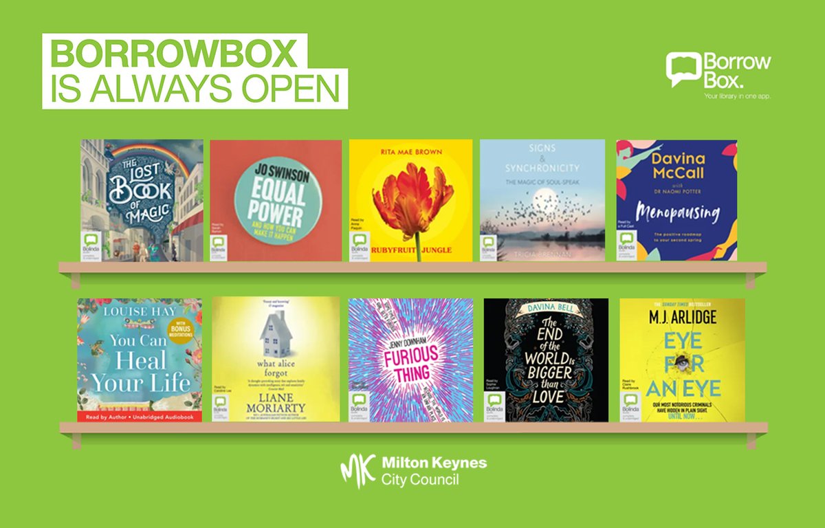 #BorrowBox is always open, even when the libraries aren't. Borrow top titles as eAudiobooks exclusively with the BorrowBox app from <a href="/Bolindaaudio/">Bolinda audio</a>. It's free to borrow #DigitalBooks with your #library membership. It's free to join the library too. milton-keynes.gov.uk/digital-books