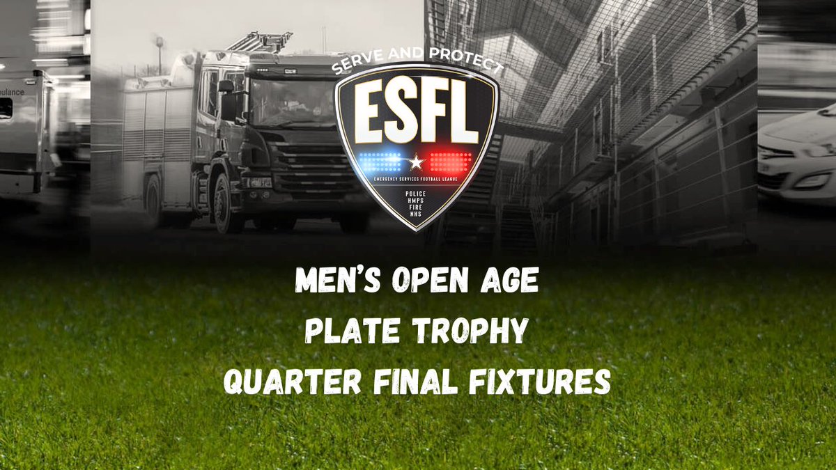 🚨MEN’S PLATE TROPHY DRAW🚨

<a href="/serveandprotect/">Serve & Protect</a> ESFL Mens Open Age Plate Trophy 1/4 Final Fixtures. 🏆⚽️

Congratulations to all the teams who have progressed from the final 16 into the  quarter finals. 👏👏

Good luck to all the teams involved.

esfl.co.uk/mens-open-age-…