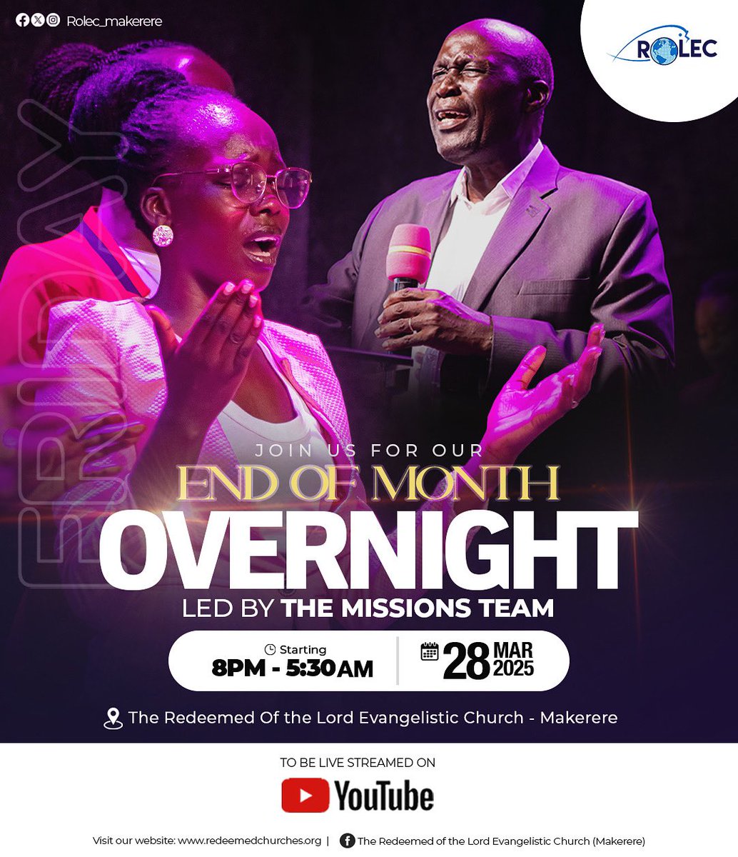 Praise God Rolec family, the Bible reminds us in Psalm 103:2-5 to praise the Lord &amp; remember His benefits…

We believe that God has been good to you so come be apart of our Friday Overnight service as we windup the Month of March in power.

#Rolecfamily #FridayOvernight