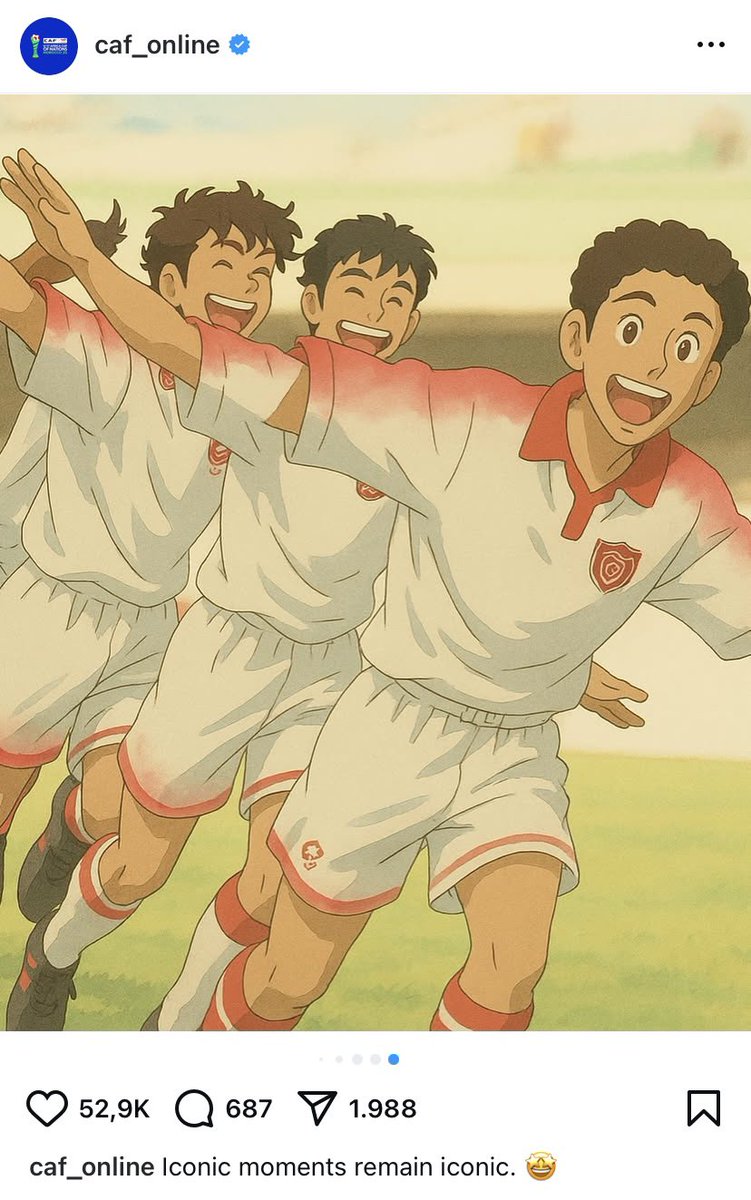 La page de <a href="/CAF_Online/">CAF_Online</a> sur Instagram partage un moment historique de l’equipe nationale de #Tunisie 🇹🇳 avec la fameuse célébration de <a href="/zoubaier_baya/">zoubaier baya 🇹🇳</a>