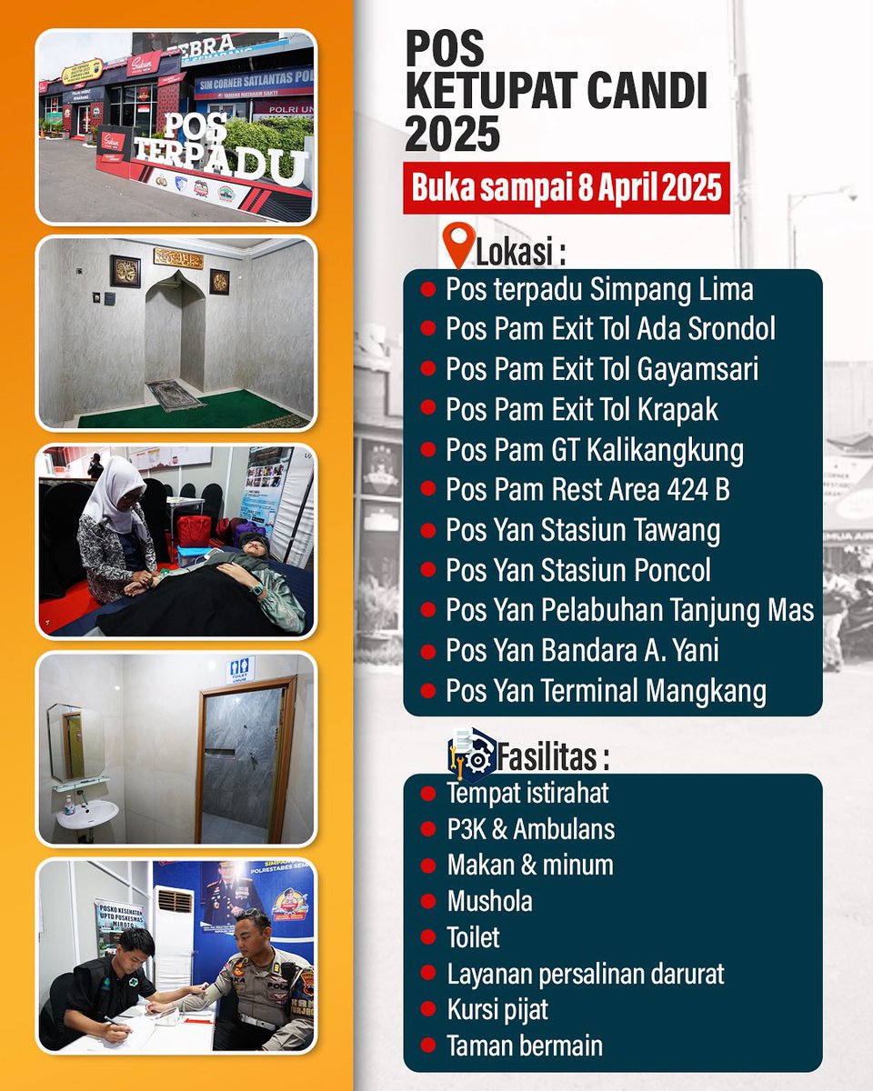 <a href="/dishubkotasmg/">Dishub Kota Semarang</a> @bpbdkotasemarang <a href="/pmikotasemarang/">PMI KOTA SEMARANG</a> @polrestabessemarang_official 

#PoskoMudikSemarang #MudikAmanNyaman #MudikLebaran2025 #SemarangRamahPemudik #PemerintahKotaSemarang 
#KotaSemarang
<a href="/kec/">KEC</a>.semarangutara