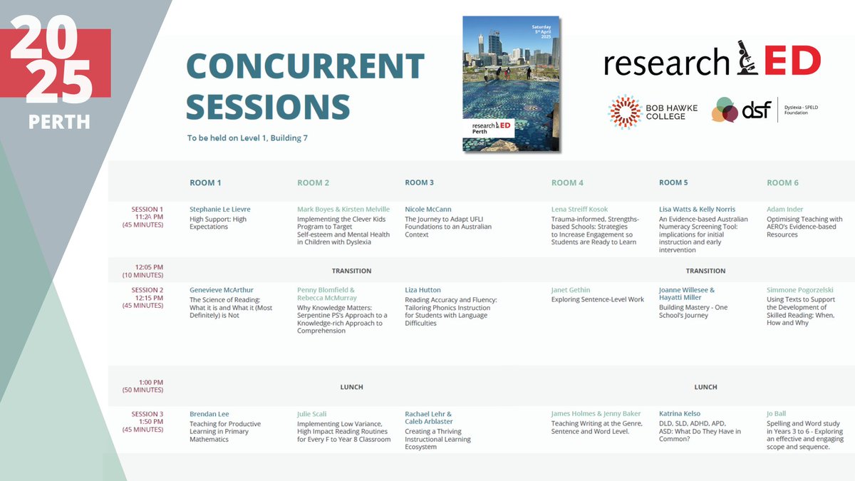Dyslexia-SPELD (@dyslexiaspeld) on Twitter photo In addition to keynote addresses from Wesley Hoover, Courtenay Norbury and Daniel Ansari, researchED Perth 2025 will include an incredible range of concurrent sessions.
Download the program now to check out the sessions on offer! Go to dsf.net.au/researchED
<a href="/researchED_Aus/">researchED Australia</a> In addition to keynote addresses from Wesley Hoover, Courtenay Norbury and Daniel Ansari, researchED Perth 2025 will include an incredible range of concurrent sessions.
Download the program now to check out the sessions on offer! Go to dsf.net.au/researchED
<a href="/researchED_Aus/">researchED Australia</a>