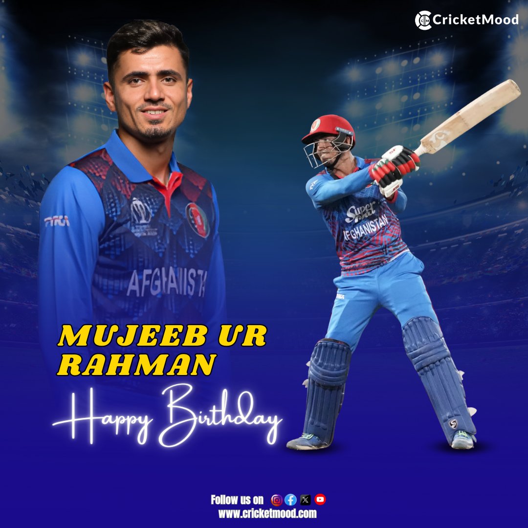 cricketmoodcom's tweet image. Here&apos;s wishing a fantastic 24th birthday to Afghanistan&apos;s spin wizard, Mujeeb Ur Rahman! 🎂🎉🎈

#MujeebUrRahman #AfghanistanCricket #SpinMagic #CricketUpdates #CricketMoodOfficial @ICC @BCCI @Mujeeb_R88 @IPL @ICC @cricketworldcup