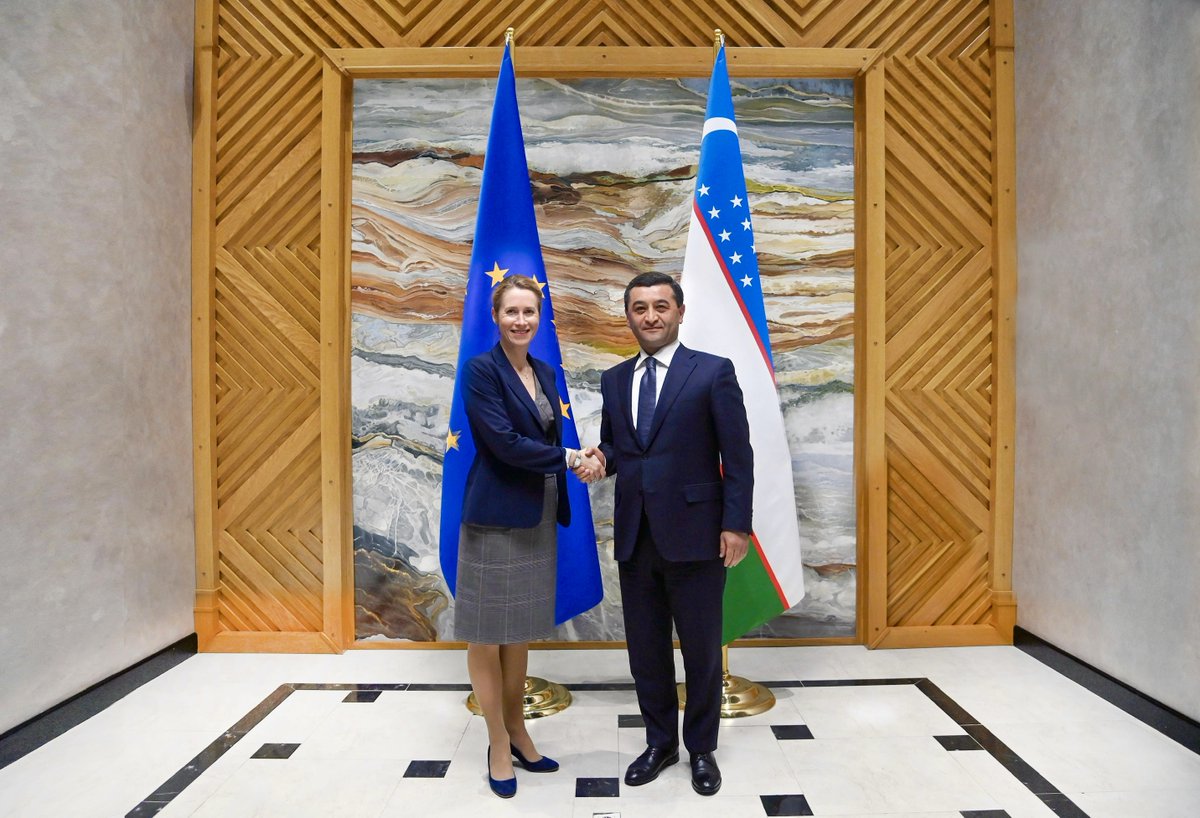 kajakallas's tweet photo. Next week, Uzbekistan will host the first EU Summit with Central Asia.

Thank you @president_uz Mirziyoyev &amp; @FM_Saidov for welcoming me ahead of this milestone.

The EU and Uzbekistan are working together in many areas, from improving connectivity to addressing security threats. https://t.co/Iik3darpNK