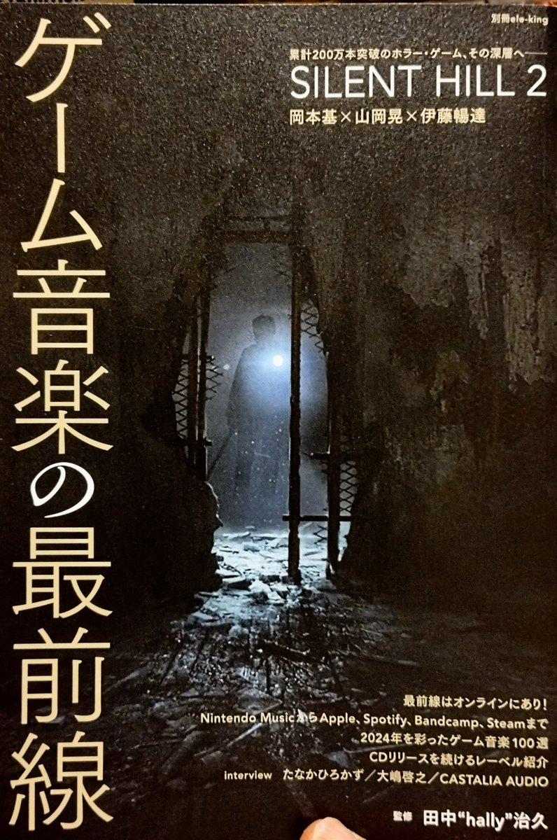 本日発売のこちらにて、50Pほど Silent Hill 2 （オリジナル&amp;リメイク）についてインタビューが掲載されてます。※半分は山岡さんのサウンド周り。

巻頭特集：『SILENT HILL 2』──田中 “hally” 治久（監修）『別冊ele-king　ゲーム音楽の最前線』
3月28日発売