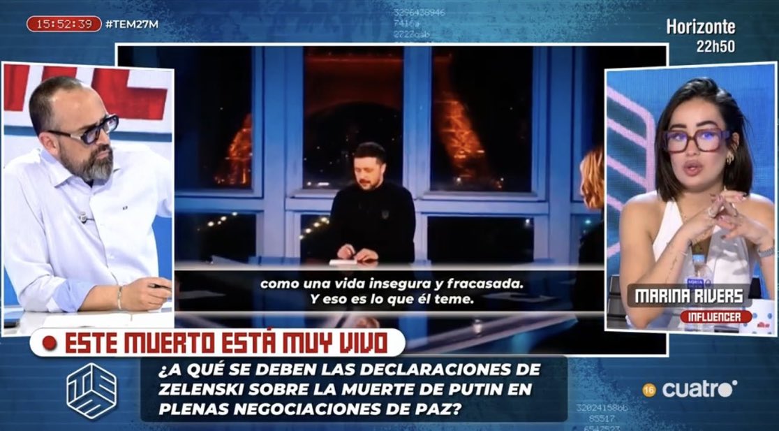 por fin voy a poder escuchar la opinión de una experta bélica como es la rivers sobre la guerra de ucrania, gracias televisión 🙏🙏