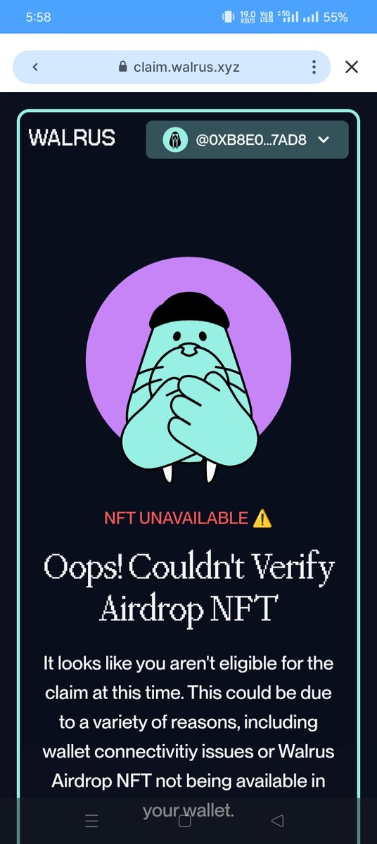AzamToms's tweet image. @WalrusProtocol I had did the testnet task from past 3 months but I didn't get any reward instead of this it show to me that NFT unavailable.plz resolve this issue for your true community members.
#WalrusProtocol #walrusfairdrops #fairallocation
