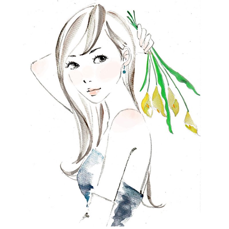 hanaful2's tweet photo. カーラーガール🌸
#ガールズイラスト #ファッションイラスト #カーラー #花束 #水彩画 #似顔絵 https://t.co/KczW7hbcGN