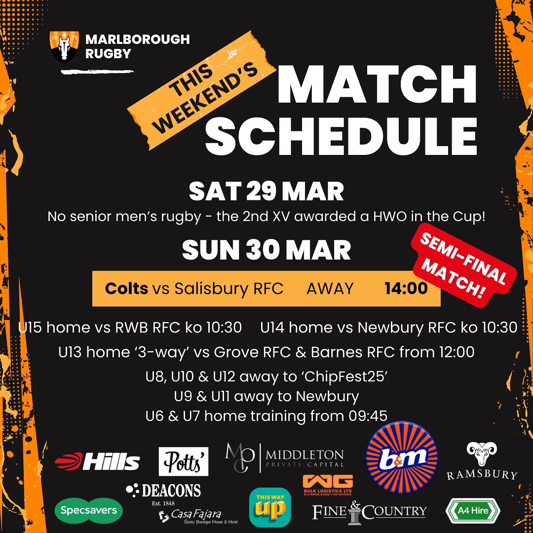 MarlboroughRFC's tweet image. On Sunday, are you:

* going with our Colts to @salisburyrfc for the semifinal, or to Newbury with the U9s/U11s, or to ChipFest25 @ChippenhamRFC

* coming up to The Common for training &amp;amp; matches with @BarnesRugby @GroveRFC @NewburyRFC @RWBassetRFC

#spoiltforchoice !!!