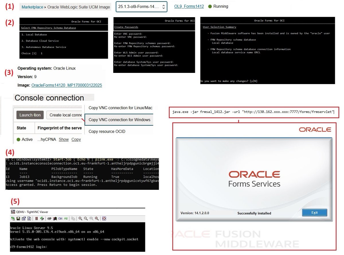 colognedata's tweet image. How long does it take to get your own Forms 14.1.2 Server on Oracle Linux 9.5 up and running in the Oracle cloud for the best available price?
For the basic installation with VNC SSH tunnel from windows - not more than 15 minutes :)