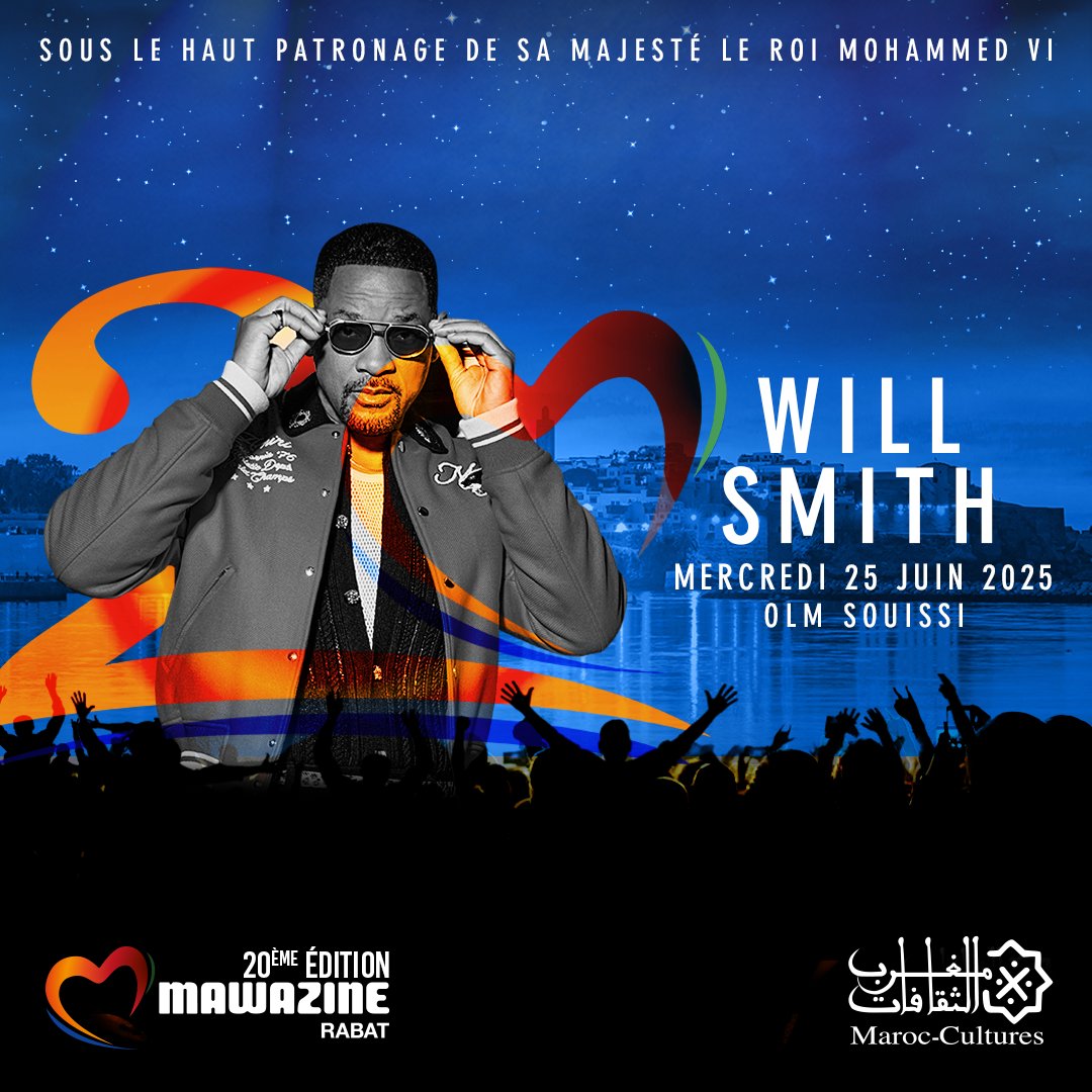 Festival Mawazine (@festmawazine) on Twitter photo De « Gettin’ Jiggy wit It » à Hollywood, il a marqué des générations ! <a href="/WillSmith2real/">Will Smith</a> , détenteur de 4 Grammy Awards, arrive à Mawazine pour un show légendaire à OLM Souissi 🔥🎤
#Mawazine20Ans #FestivalMawazine #WillSmith #RythmesDuMonde De « Gettin’ Jiggy wit It » à Hollywood, il a marqué des générations ! <a href="/WillSmith2real/">Will Smith</a> , détenteur de 4 Grammy Awards, arrive à Mawazine pour un show légendaire à OLM Souissi 🔥🎤
#Mawazine20Ans #FestivalMawazine #WillSmith #RythmesDuMonde