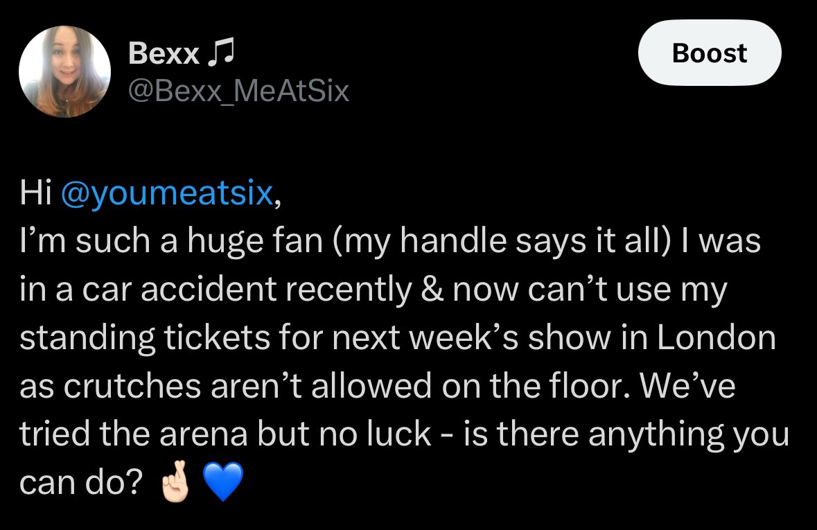 Bexx_MeAtSix's tweet photo. Hi @Maxmeatsix - please can you help? 🙏🏻💙 https://t.co/WejDnlJVbv