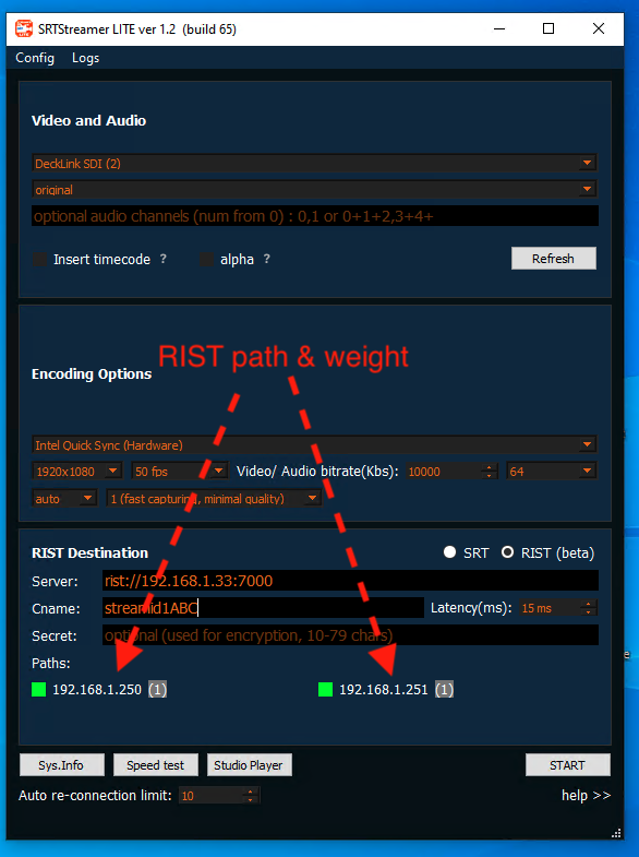 GaraninApps's tweet photo. 🚀 SRT Streamer Lite 1.2 is out!
We’ve enhanced RIST protocol integration with new features:
✔ Path selection
✔ Weight assignment for path
How do weights work? Check screenshots below!
 Ensure your SRTMiniServer is updated to v2.5.3 build-194 on the receiver side.
@RISTForum https://t.co/MgtyzVGIxh