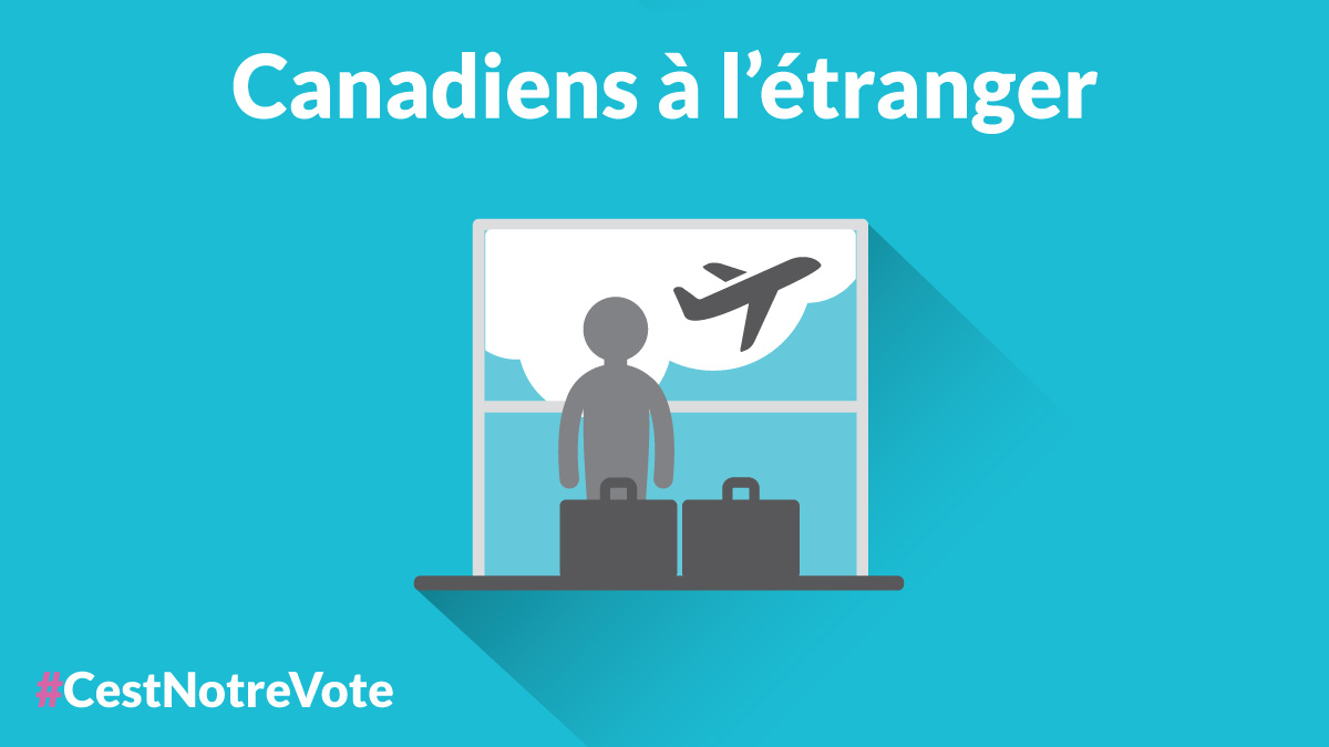 Canadiens vivant à l’étranger!
Savez-vous que vous pouvez voter par la poste quel que soit le temps qui s’est écoulé depuis votre départ? Présentez sans tarder une demande de vote par la poste d’ici le 22 avril 2025, 18 h (HE).
Exercez votre droit de vote! elections.ca/content2.aspx?…