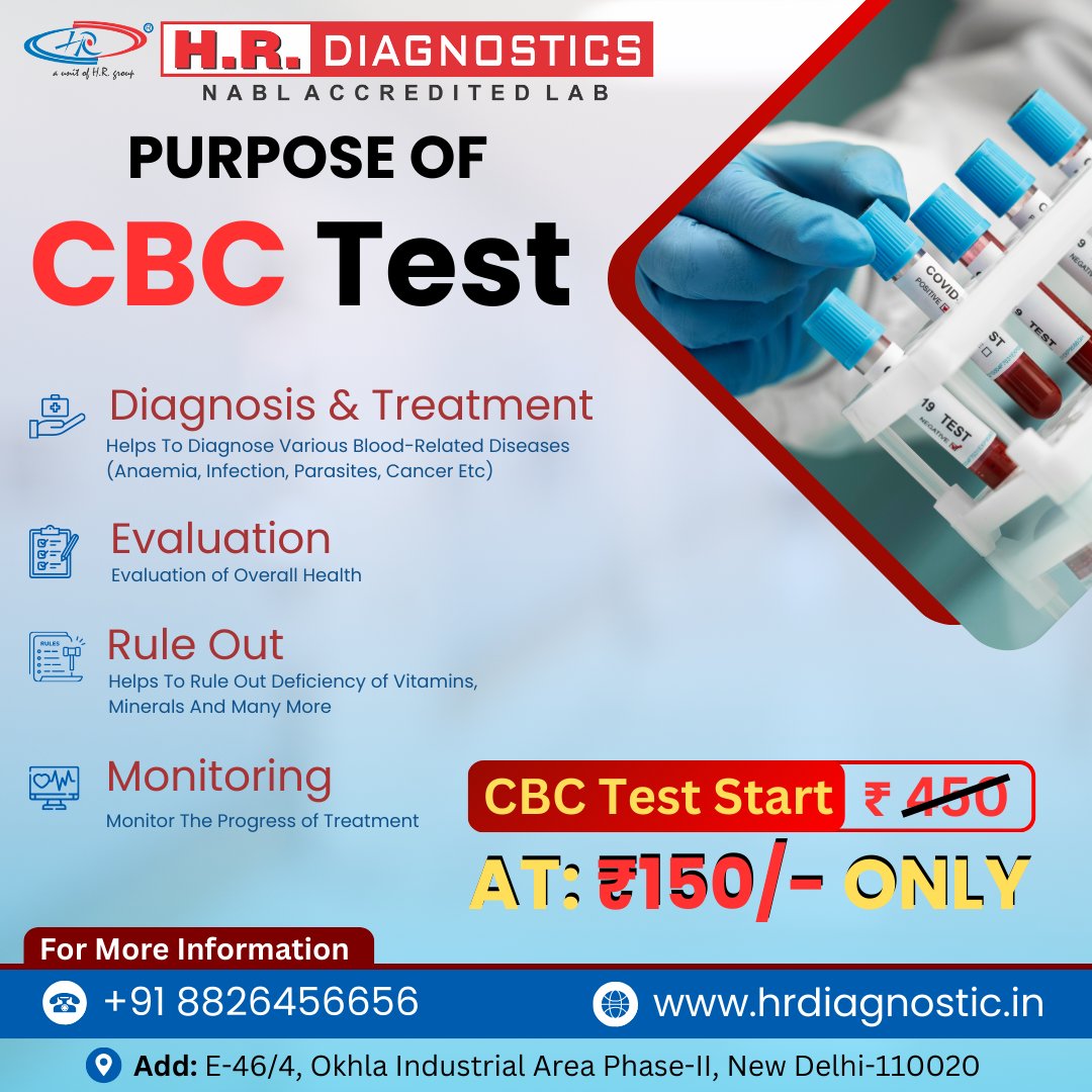 Hrdiagnostic's tweet image. 🩺 CBC Test at Just ₹150! 🩸

✅ Detect diseases | ✅ Check overall health
✅ Identify deficiencies | ✅ Monitor treatment
📞 Call: +91 8826456656
🌐 Book Now: hrdiagnostic.in
#CBCTest #HRDiagnostics #StayHealthy #AffordableCare