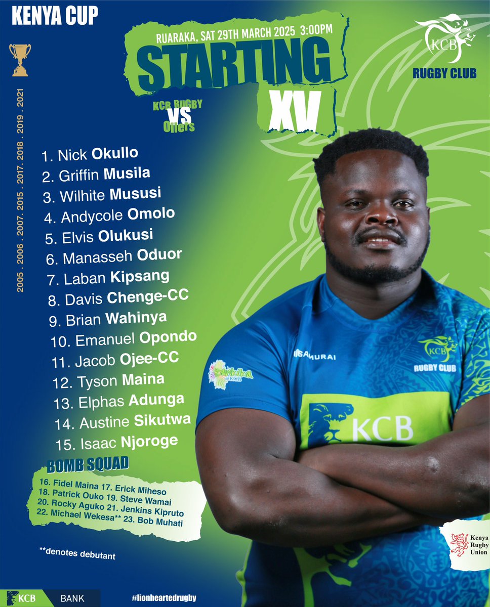 The Lions on duty this weekend against the Oilers at the Den.
Wishing you a success hunt Masimba, all or nothing. 💙💚🤍

#RugbyKe #believe #commitment #lionheartedrugby