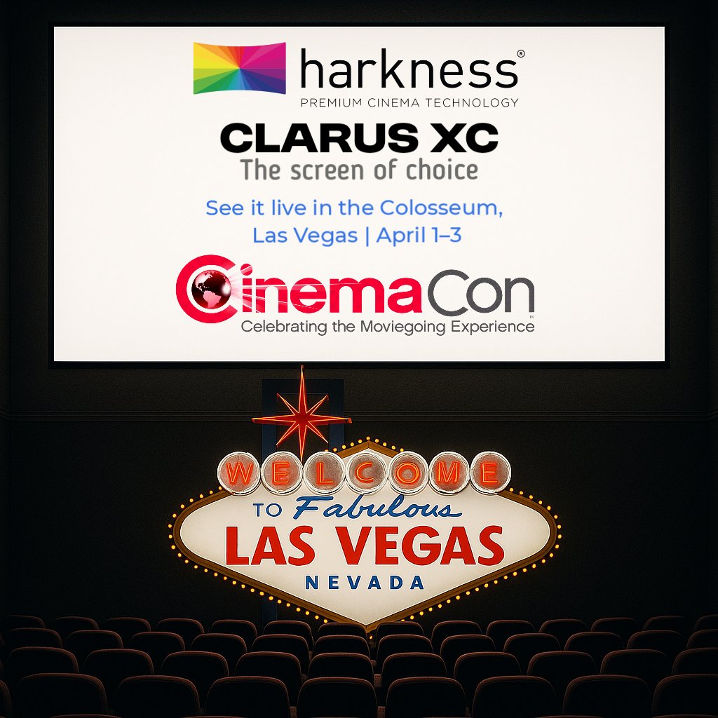 The screen that dazzles, returns to the biggest stage. Clarus XC, the screen of choice for #CinemaCon2025, is back—ready to captivate in all its brilliance.

See it live in the Colosseum, Las Vegas | April 1–3

harkness-screens.com/cinemacon-2025