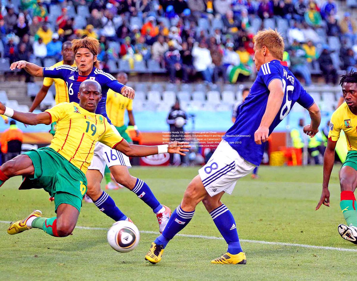 39分にゴールを決める本田 圭佑 （日本） 日本1−0カメルーン
