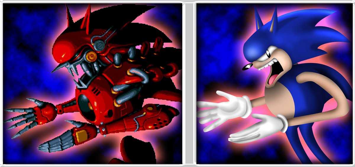The final boss in Knuckles' Chaotix is 'Metal Sonic Kai' Which implies the possible existence of Normal Sonic Kai... So I got curious and now I'm sorry 😭😭😭