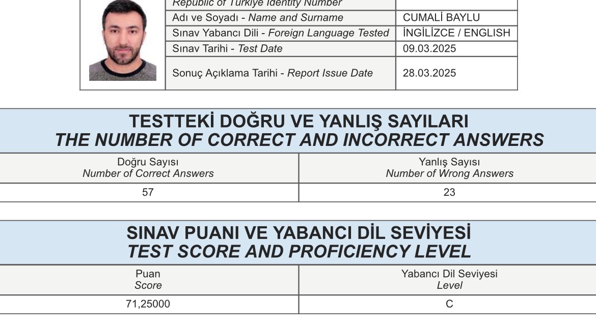 2025 YDS/1 açıklandı. Karınca kararınca İngilizce’den barajı geçtik hamdolsun.