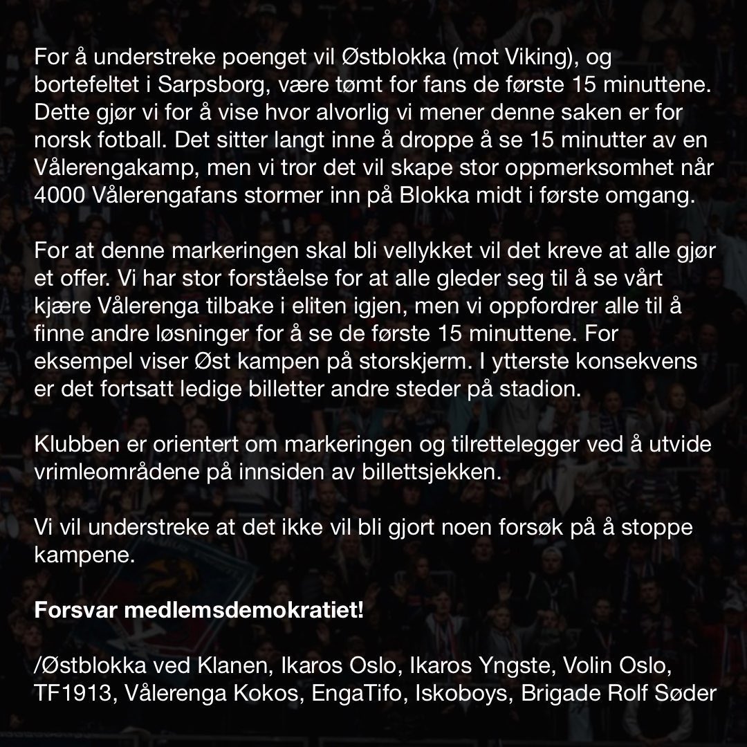 Informasjon om aksjon på søndag. 

Vi oppfordrer alle til henge lengst mulig på Øst.