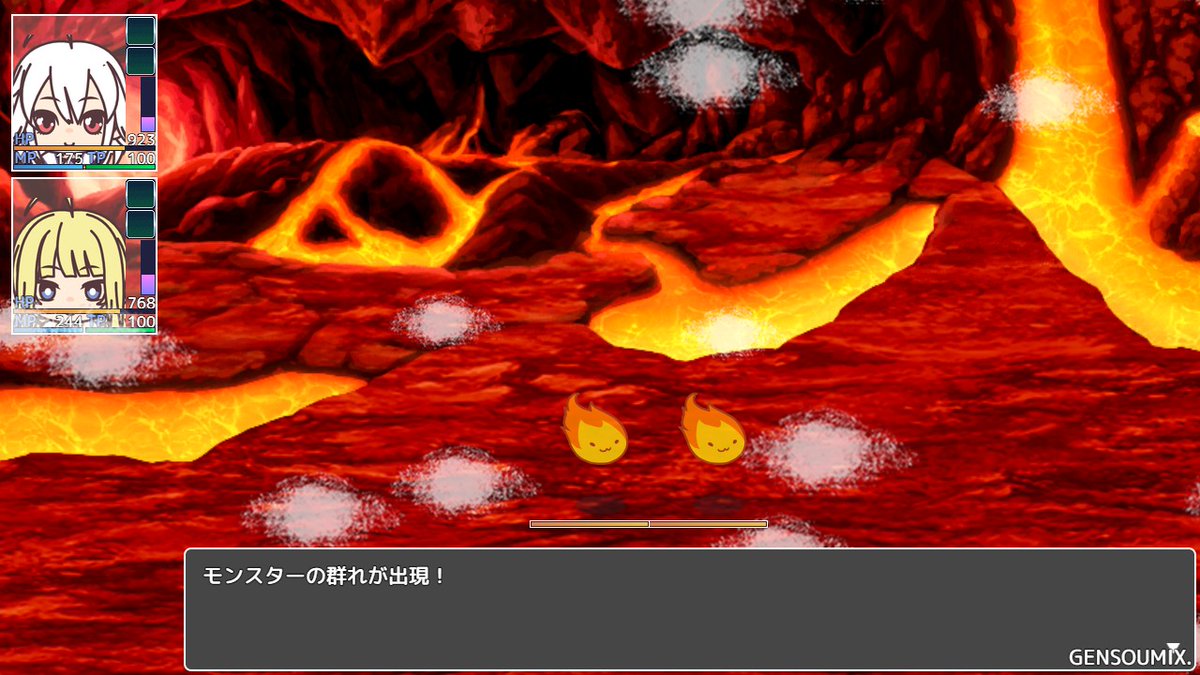 atuki1203_54's tweet image. 進めました。
次のダンジョンは火山🔥！

#RPGツクールMZ #ゲーム制作 #rpgmakerMZ