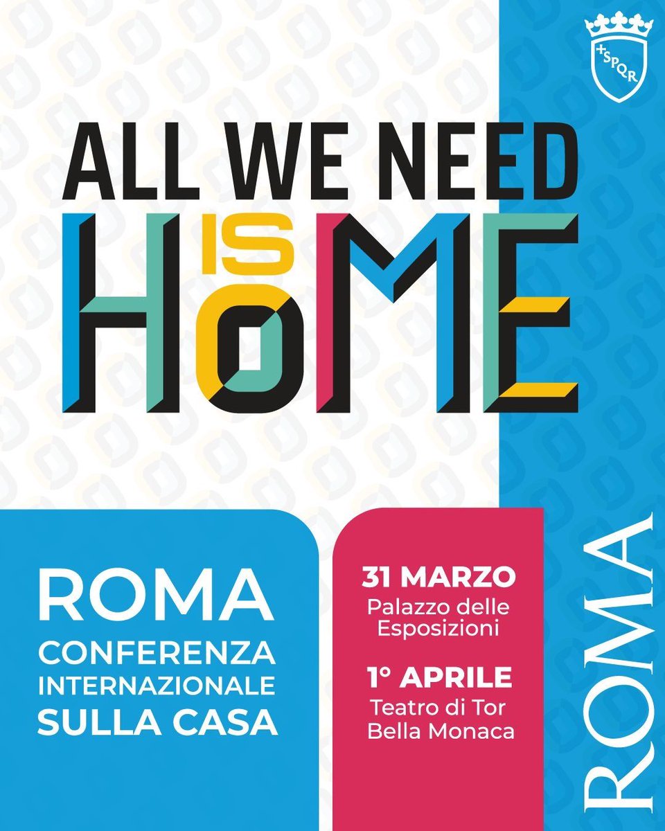 🏠#AllWeNeedIsHome, una grande conferenza internazionale sulla #casa è in programma il 31/03 al Palazzo <a href="/Esposizioni/">Palazzo Esposizioni Roma</a> e il 01/04 a #TorBellaMonaca

📌Previsti dibattiti, sessioni di co-apprendimento, visite sul campo a progetti di rigenerazione urbana

➡️tinyurl.com/all-we-need-is…