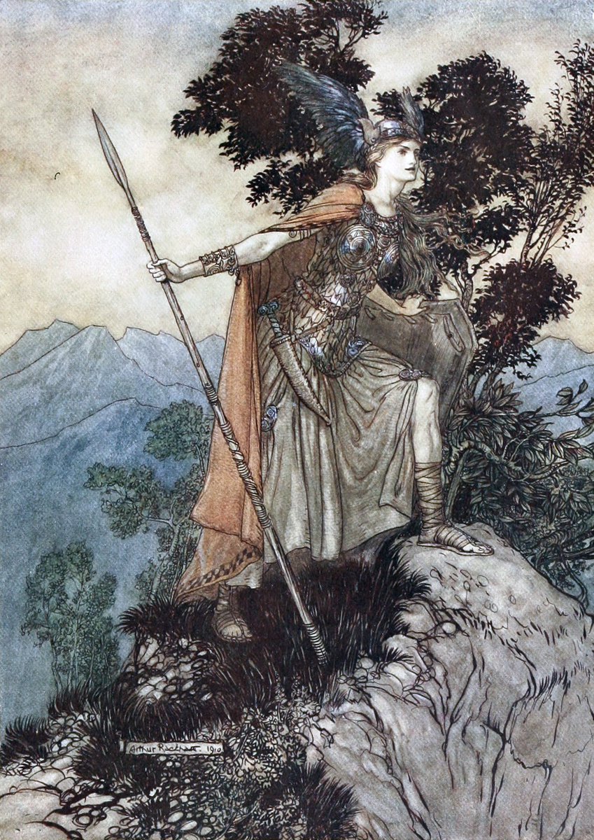 NordicHolyman's tweet photo. "In many texts the image of the Valkyrie merges with that of the Fylgja [...] And as Kynfylgja the Valkyrie is – like the lares of ancient Rome – the mystical power of the blood." - Julius Evola

#ValkyrieFriday https://t.co/Iev5iJzkDy